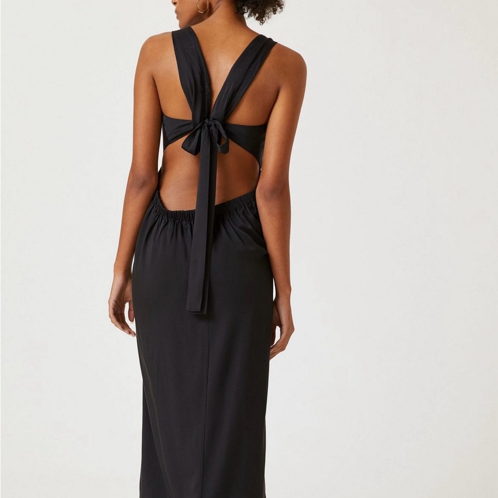 Backless black sundress by Anthropologie
